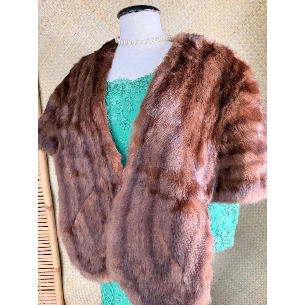 Vintage 1950’s Brown Muskrat Fur Wrap Stole One Size